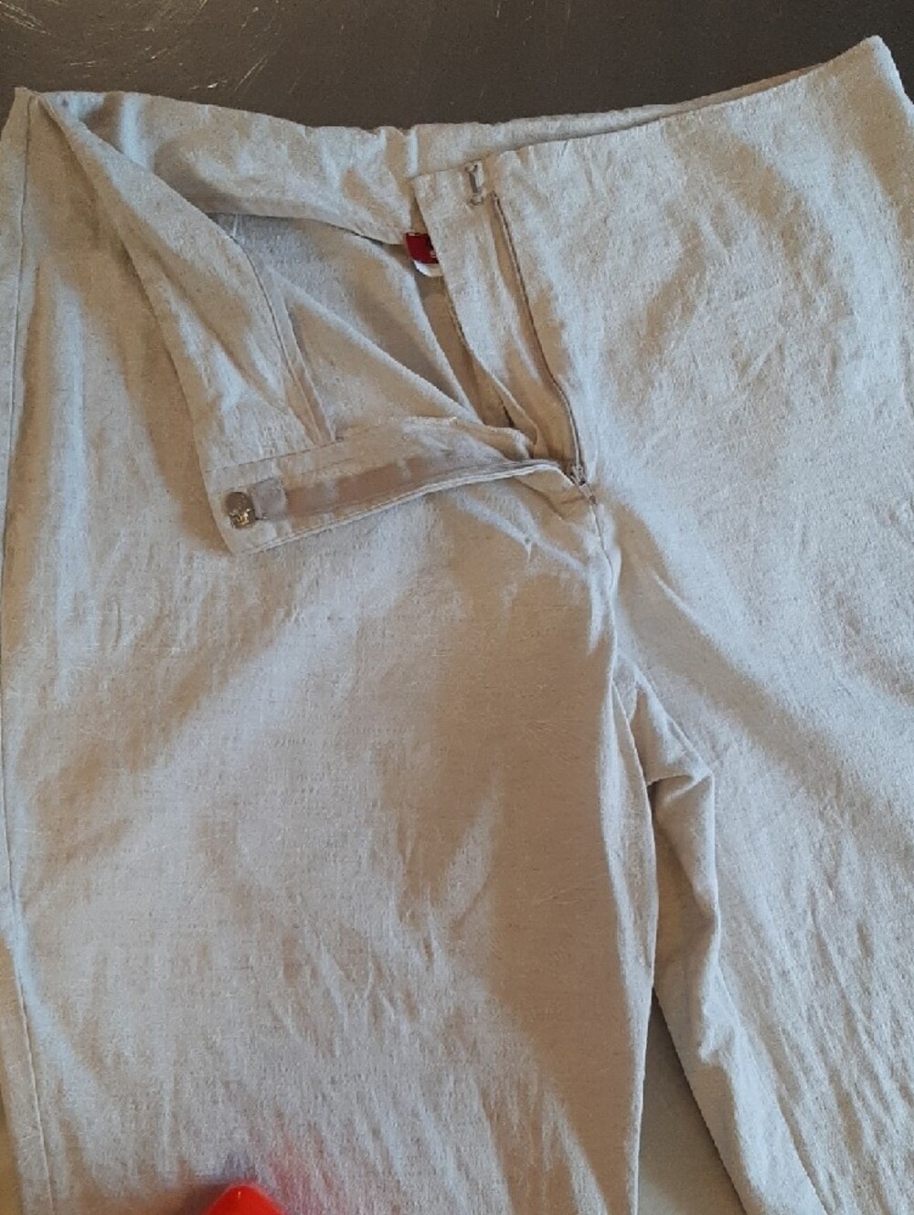 Dalia🤎COTTON/LINEN Vintage Wide-Leg Crop Pants Light Cream/Supple Pattern Sz 12 - Picture 7 of 12